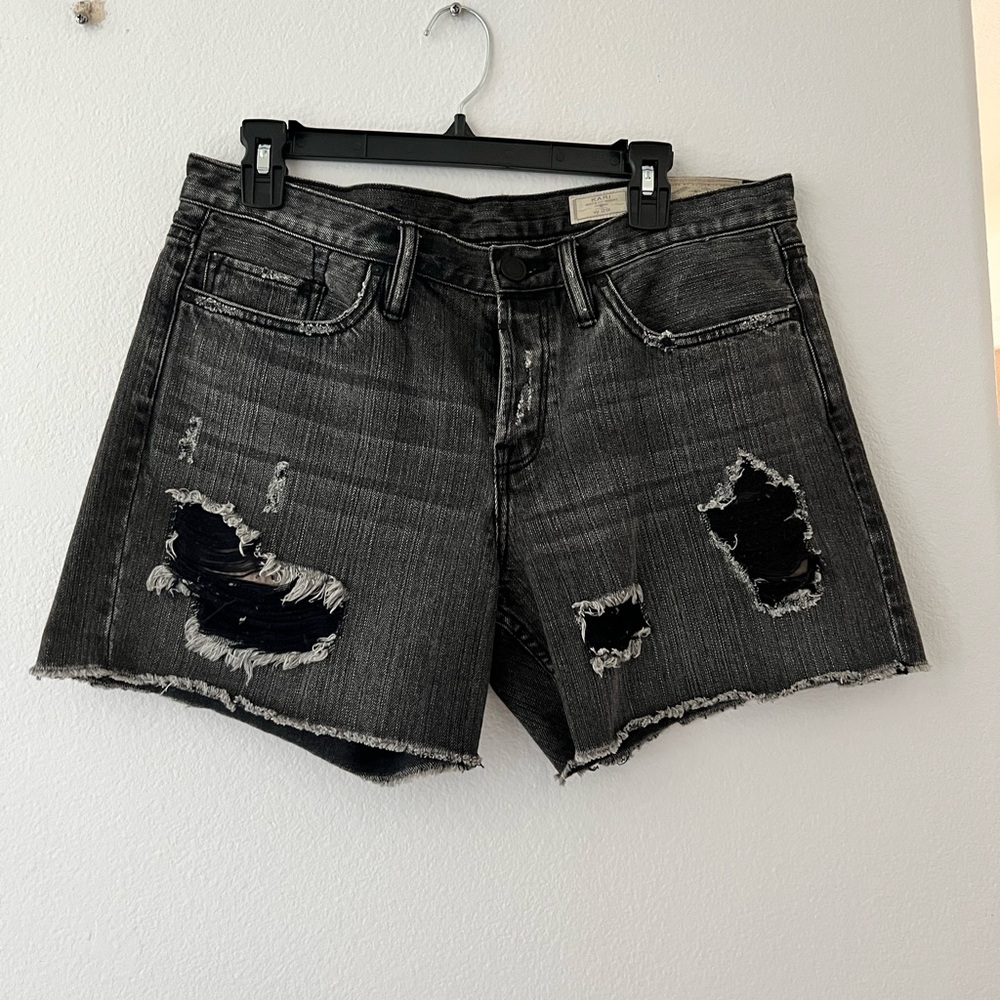 All Saints Black Jean Shorts Distressed Denim size 29